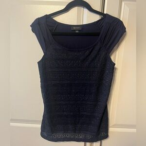 AB Studio Navy Lace women's Blouse- size M